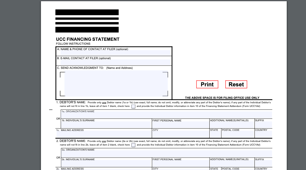 UCC Financing Statement Illinois